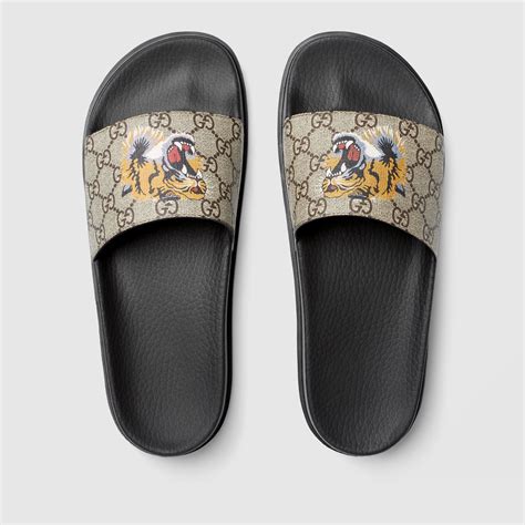 gucci supreme slides tiger|gucci tiger slide sandals brown.